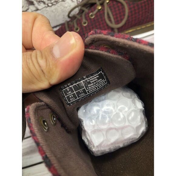 Dr. Martens Samira Burgundy Black Plaid Fabric Lace Casual Shoes Women Sz 11M US - Picture 11 of 16